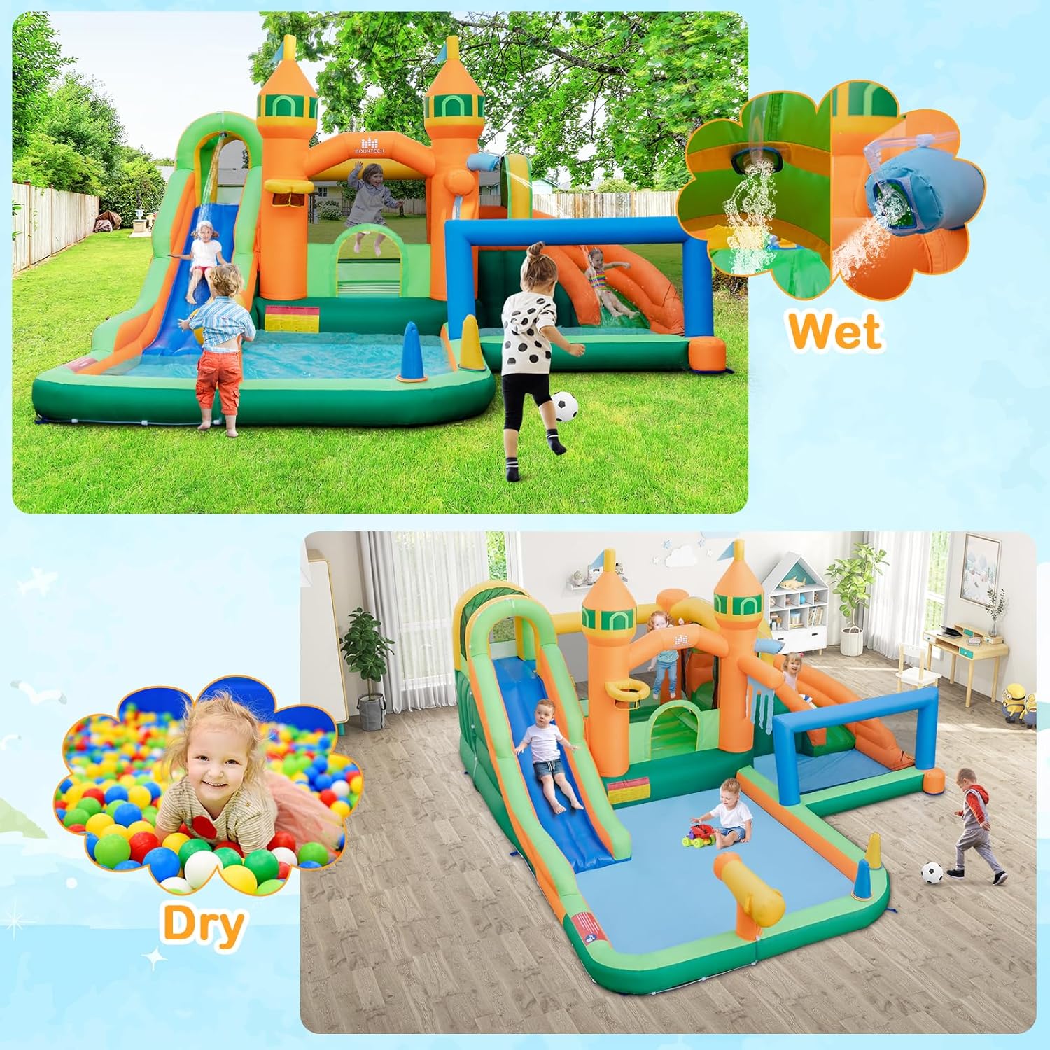 9-in-1 Inflatable Water Park B - Kids Outdoor Water Park 评论和价格
