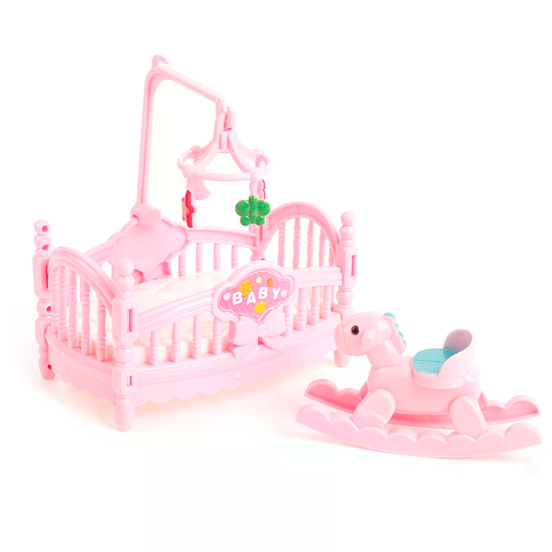 Miniature Crib Wooden Horse Se - Kids Outdoor Doll House 评论和价格