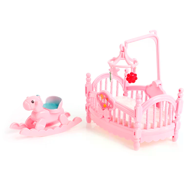 Miniature Crib Wooden Horse Se - Kids Outdoor Doll House 评论和价格