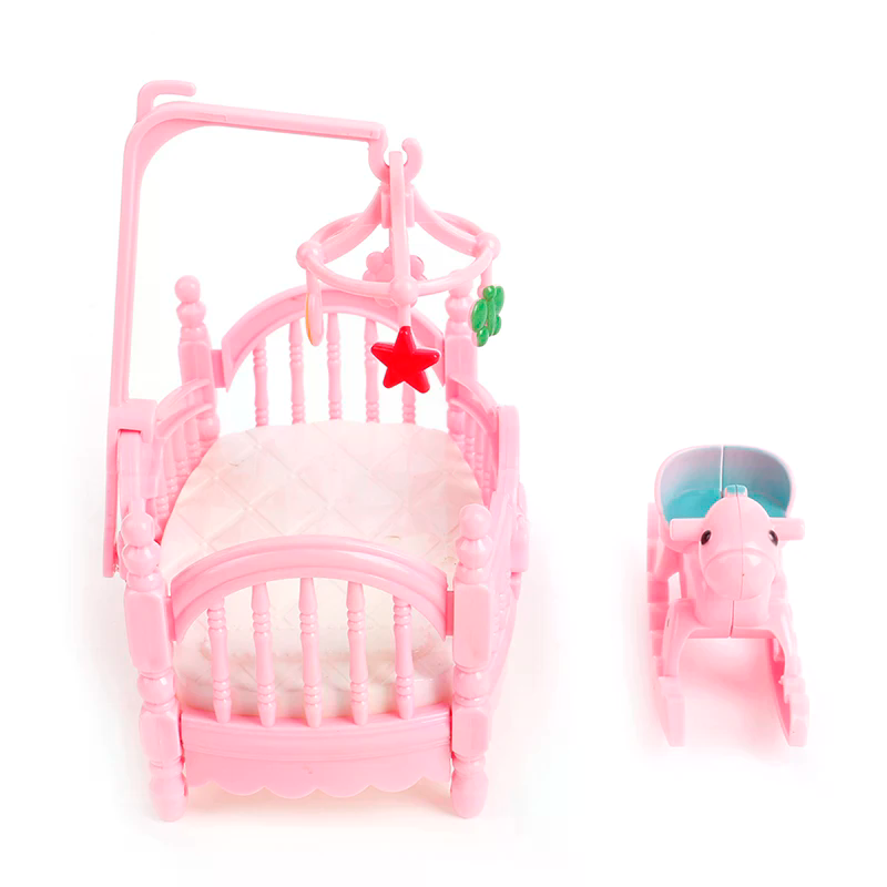 Miniature Crib Wooden Horse Se - Kids Outdoor Doll House 评论和价格