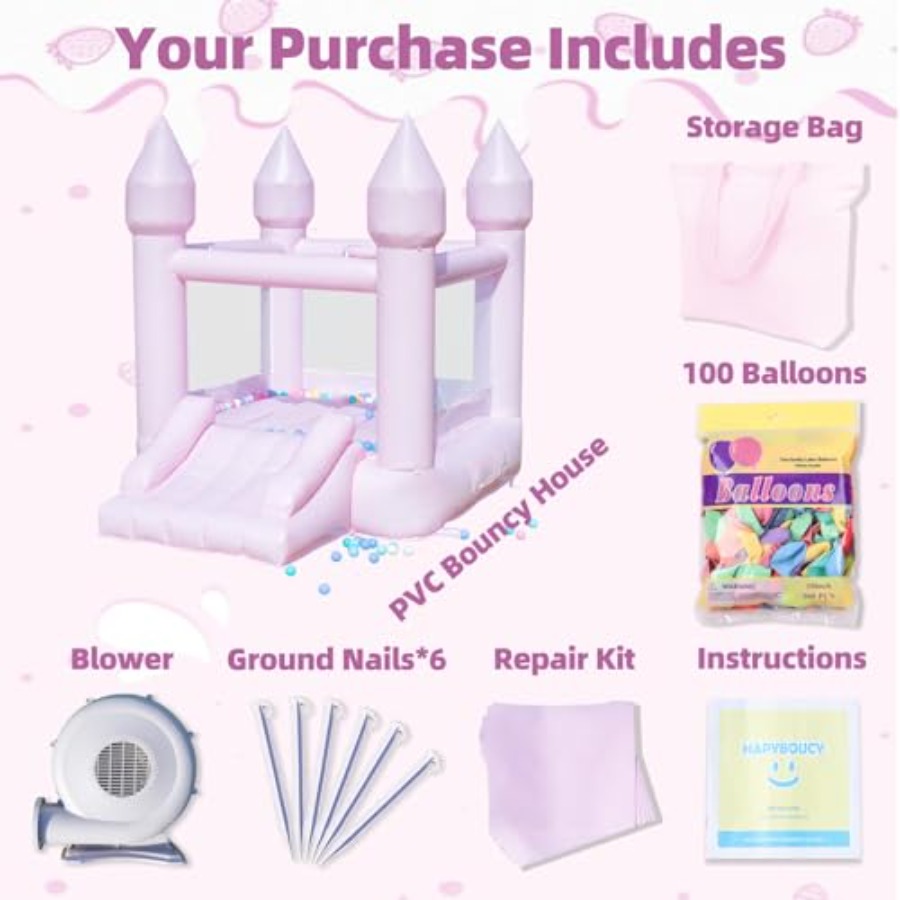 PVC bounce house for kids 3-6  - Kids Outdoor House With Slide 评论和价格