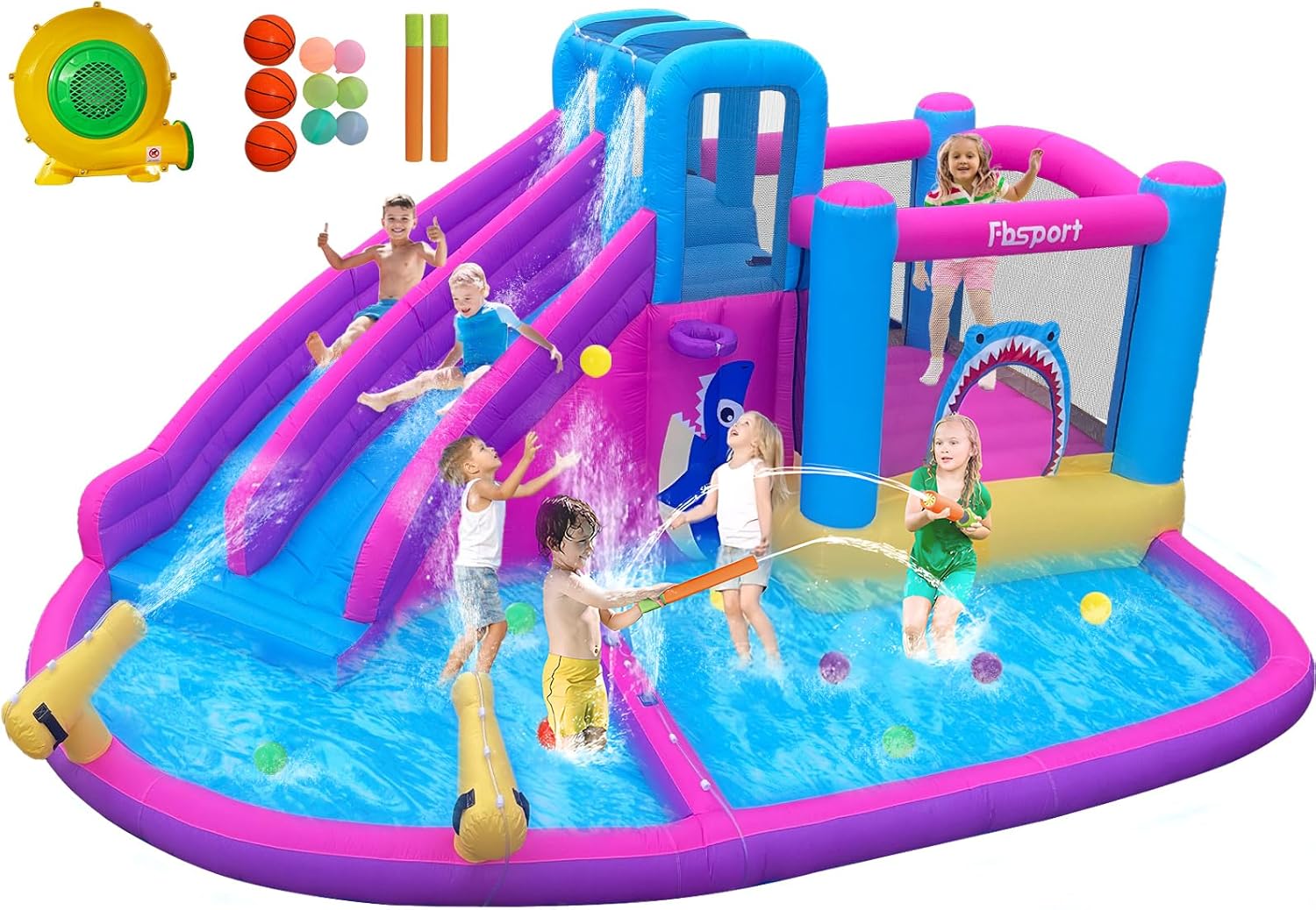 Twin Water Slides Inflatable B - Kids Outdoor Water Slide 评论和价格