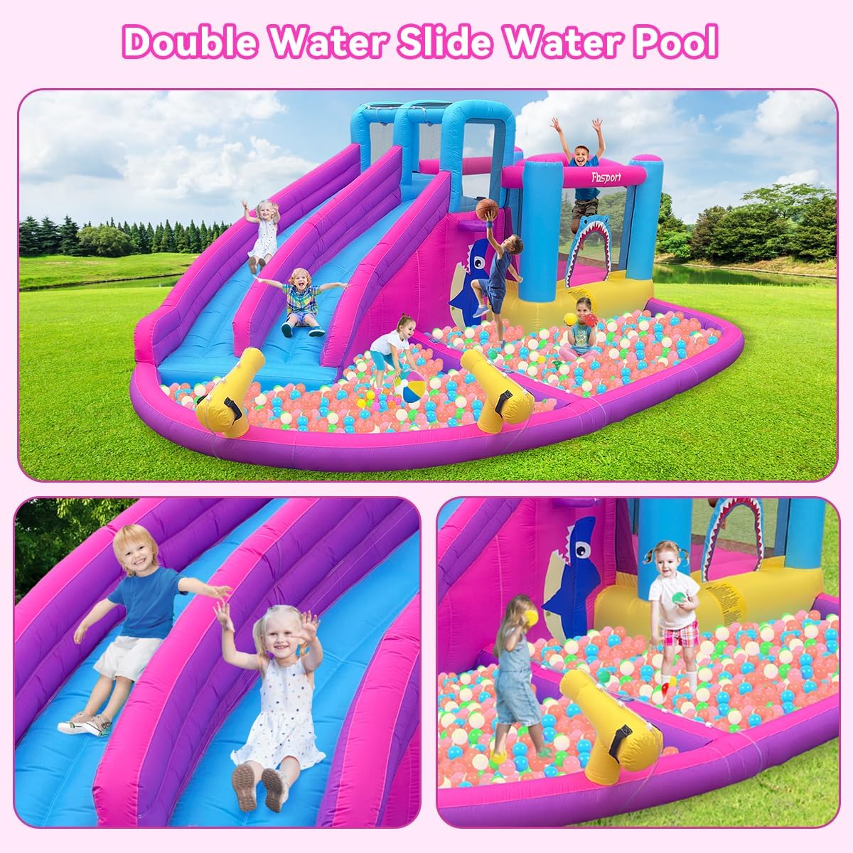 Twin Water Slides Inflatable B - Kids Outdoor Water Slide 评论和价格